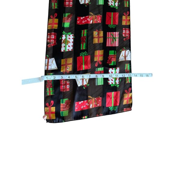 Holiday Gift Box Print Infinity Scarf 60"x13" Lightweight Sheer Satin Shawl - Picture 8 of 10